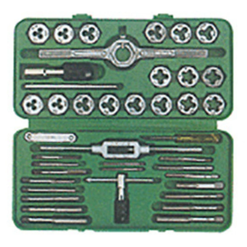 Precise Tap & Die Set, 40 Pcs. Carbon Steel, #4 thru 1/2, 1 Die Diameter - 404-707